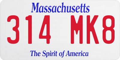 MA license plate 314MK8