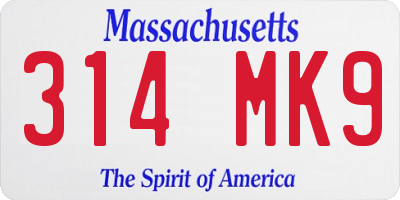 MA license plate 314MK9