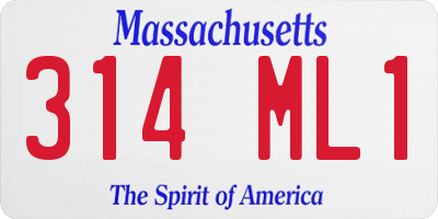MA license plate 314ML1