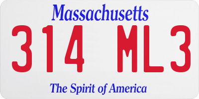 MA license plate 314ML3