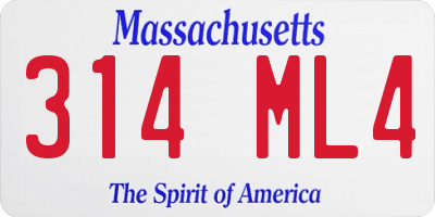 MA license plate 314ML4