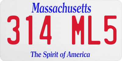 MA license plate 314ML5
