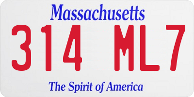 MA license plate 314ML7