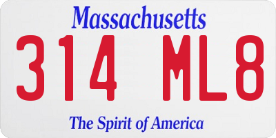 MA license plate 314ML8