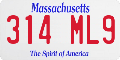 MA license plate 314ML9