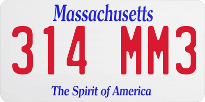 MA license plate 314MM3