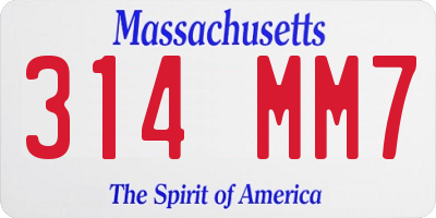 MA license plate 314MM7