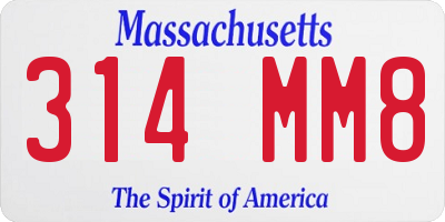MA license plate 314MM8