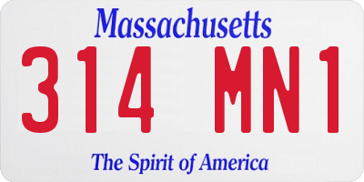 MA license plate 314MN1
