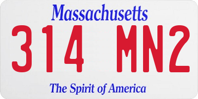 MA license plate 314MN2