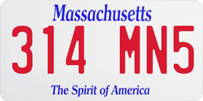 MA license plate 314MN5