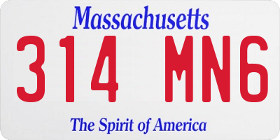 MA license plate 314MN6