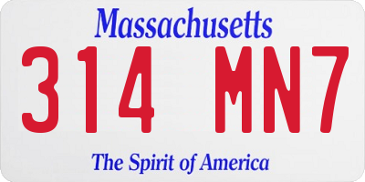 MA license plate 314MN7