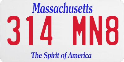 MA license plate 314MN8
