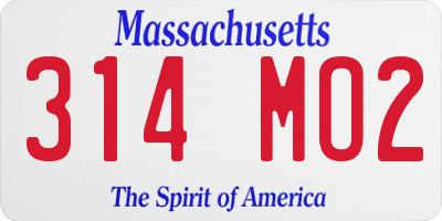 MA license plate 314MO2