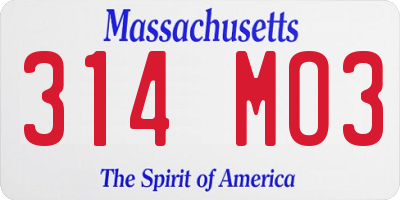 MA license plate 314MO3