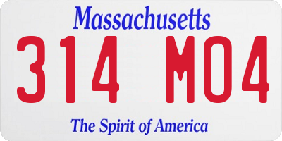 MA license plate 314MO4