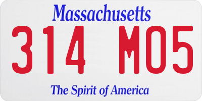 MA license plate 314MO5