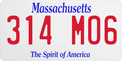 MA license plate 314MO6