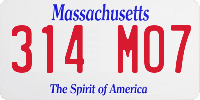 MA license plate 314MO7