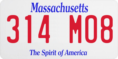MA license plate 314MO8