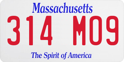 MA license plate 314MO9