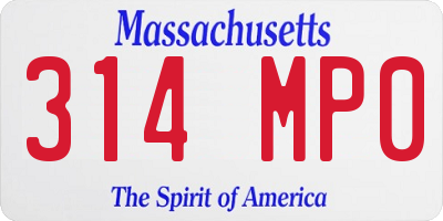 MA license plate 314MP0