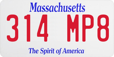 MA license plate 314MP8