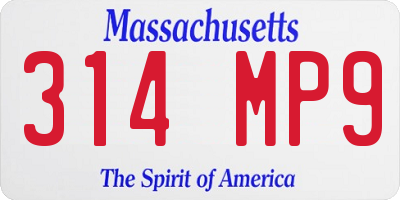 MA license plate 314MP9