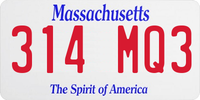 MA license plate 314MQ3