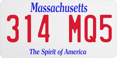 MA license plate 314MQ5