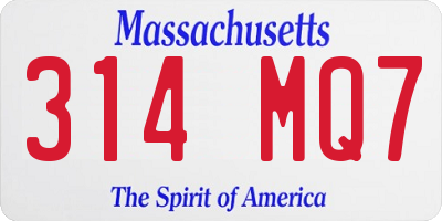MA license plate 314MQ7