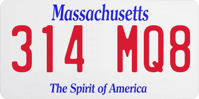 MA license plate 314MQ8
