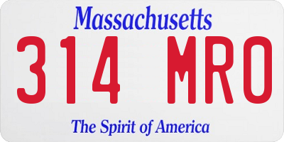 MA license plate 314MR0