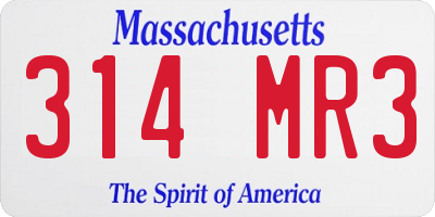 MA license plate 314MR3