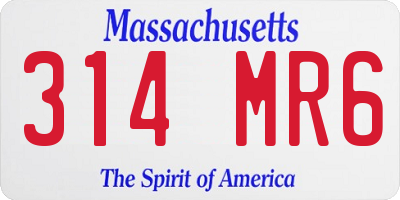 MA license plate 314MR6