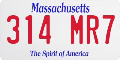 MA license plate 314MR7