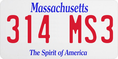 MA license plate 314MS3
