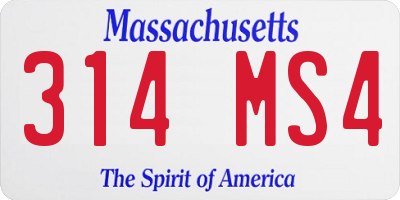 MA license plate 314MS4
