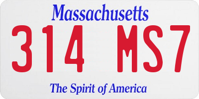 MA license plate 314MS7