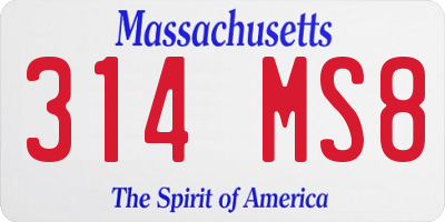 MA license plate 314MS8