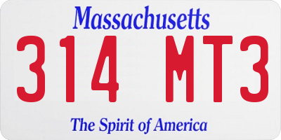 MA license plate 314MT3