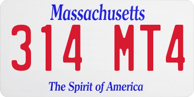 MA license plate 314MT4