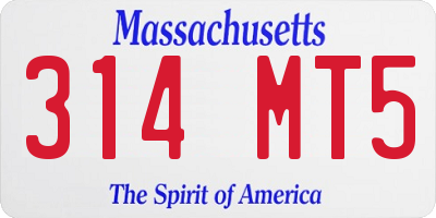 MA license plate 314MT5