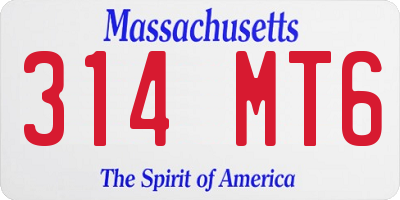 MA license plate 314MT6