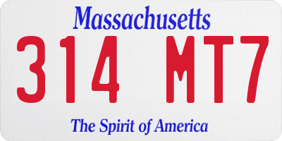MA license plate 314MT7
