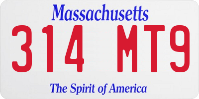 MA license plate 314MT9
