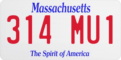 MA license plate 314MU1