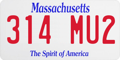 MA license plate 314MU2