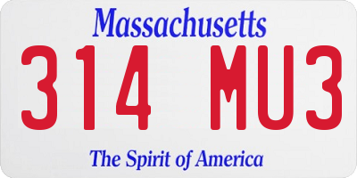 MA license plate 314MU3